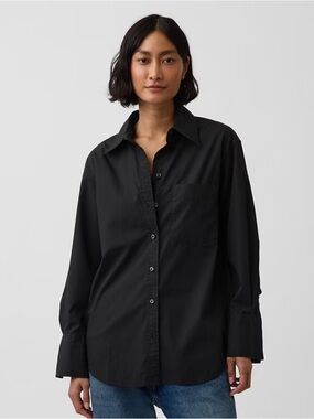 GAP Black Tunic Button-Up Shirt